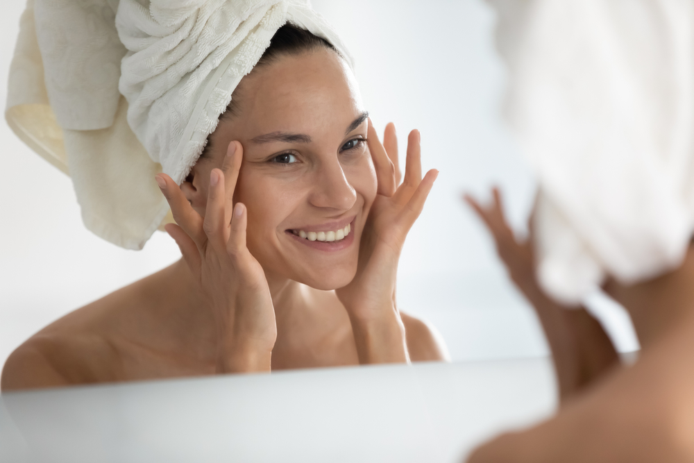 After,Beauty,Home,Spa,Procedure,Woman,Looks,At,Perfect,Skin